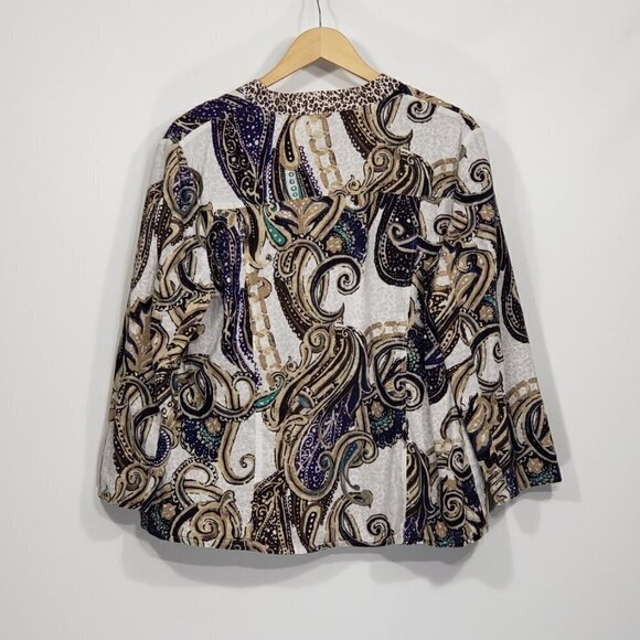 Chico's Paisley & Animal Print Lightweight Cotton Open Front Jacket Sz 2 - Picture 3 of 3